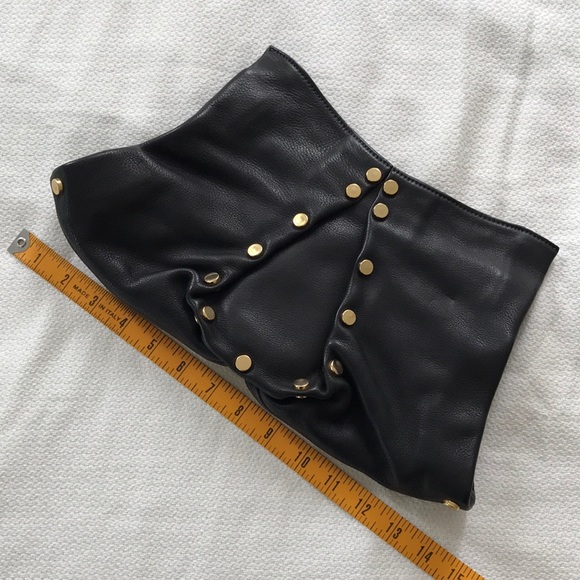 Bliss Lau Handbags - Bliss Lau Black Leather Clutch with Brass